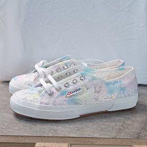 Superga Women's White Pastel Lace Sneaker